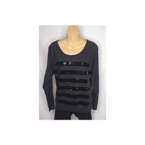 Victoria's Secret PINK Black Sequined LS Top Size Small